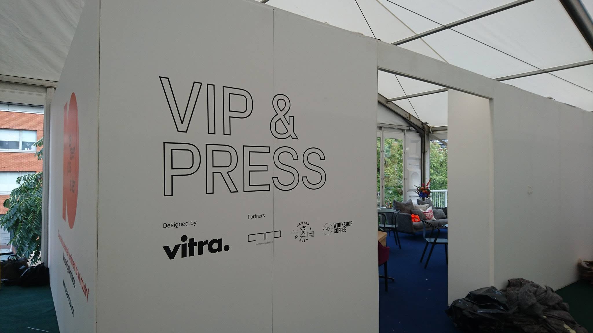 VIP and press area wall graphics installed for the Designjunction event