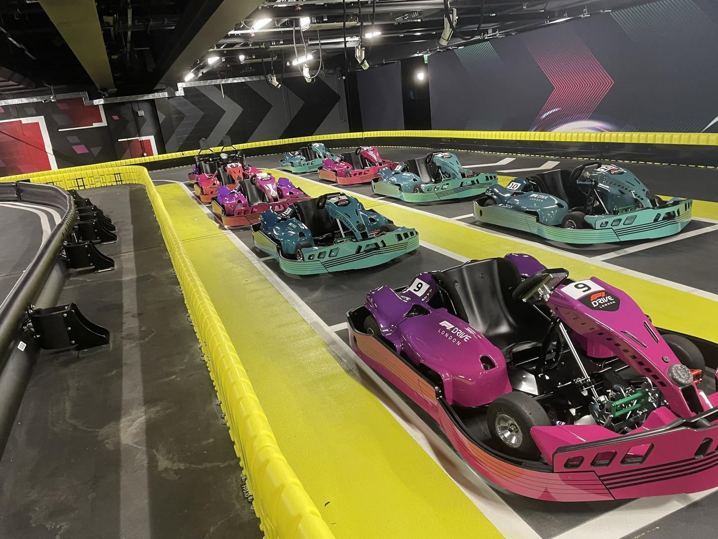 Completed colourful go-kart fleet at F1 Drive London