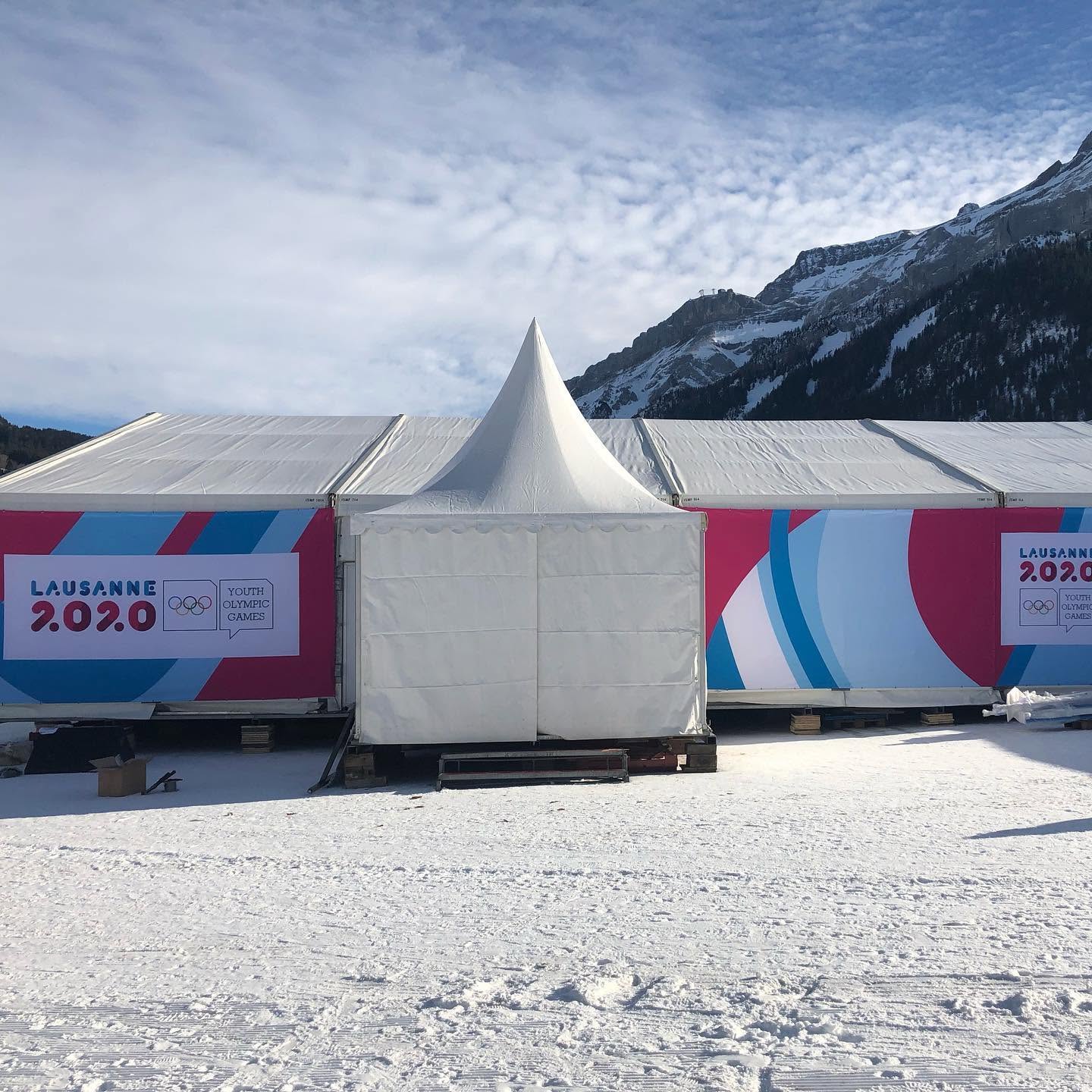 Branded temporary event structures at the Lausanne 2020 Winter Youth Olympic Games